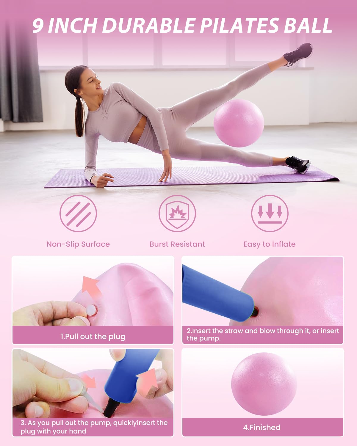 YXCHEMIN Pilates Equipment Kit for Home Workout, Home Pilates Essentials Kit Magic Circle Ring and Ball Set, Adjustable Ankle Wrist Weights, Resistance Bands, Fitness Equipment Accessories