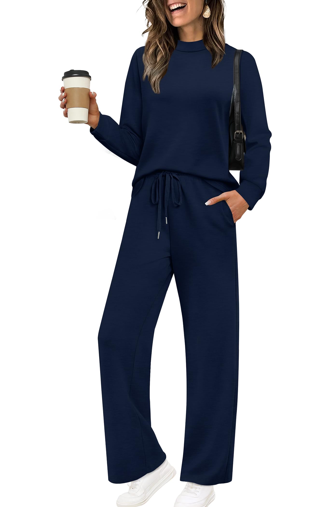 Sampeel Two Piece Sets for Women Mock Neck Matching Sets Loungewear Fall Clothes Travel Outfits Fashion 2025 XS-2XL