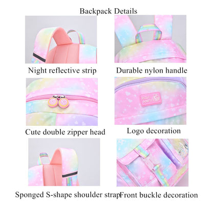 VIDOSCLA Cute Coloful Casual Daypack for Girls,Teens Elementary School Backpack,Primary Book Bags forTeens Gradient purple-L