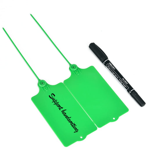 LeadSeals 100 Plastic Tags Shipping Tags Water Proof Tags for Labeling Shipping Labels Security Seals Writable Marker Ties Hanging Tags Storage Tag with One Marker Pen (Green)