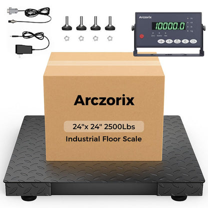 24"x24" 2500Lbs Arczorix Industrial Floor Scale, Precision Pallet Scale with Digital Indicator, Heavy Duty Weighing Scale for Floor Bench Office Weight Weighing