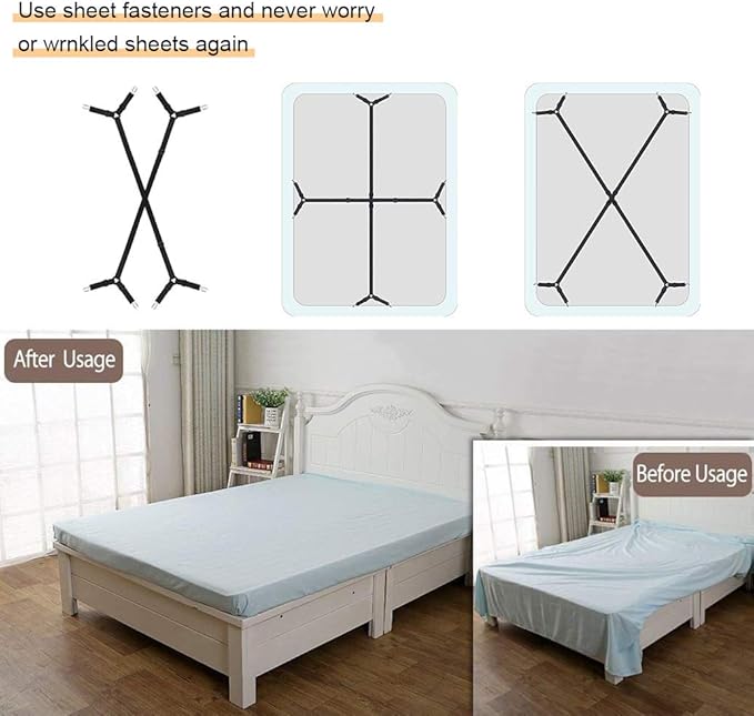 Bed Sheet Holder Straps, Triangle Elastic Mattress Cover Holder Fasteners