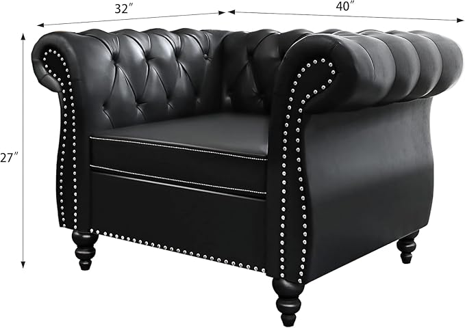 Mid-Century Sofa Chair, Faux Leather Accent Chair