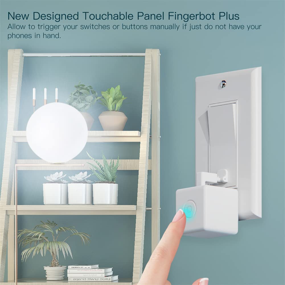 MoesGo 2nd Generation Smart Bluetooth Fingerbot Plus, Wireless Smart Light Switch Button Pusher Bot, Remote Control Smart Life Tuya App, Add Fingerbot Hub Make it Compatible Alexa and Google Home