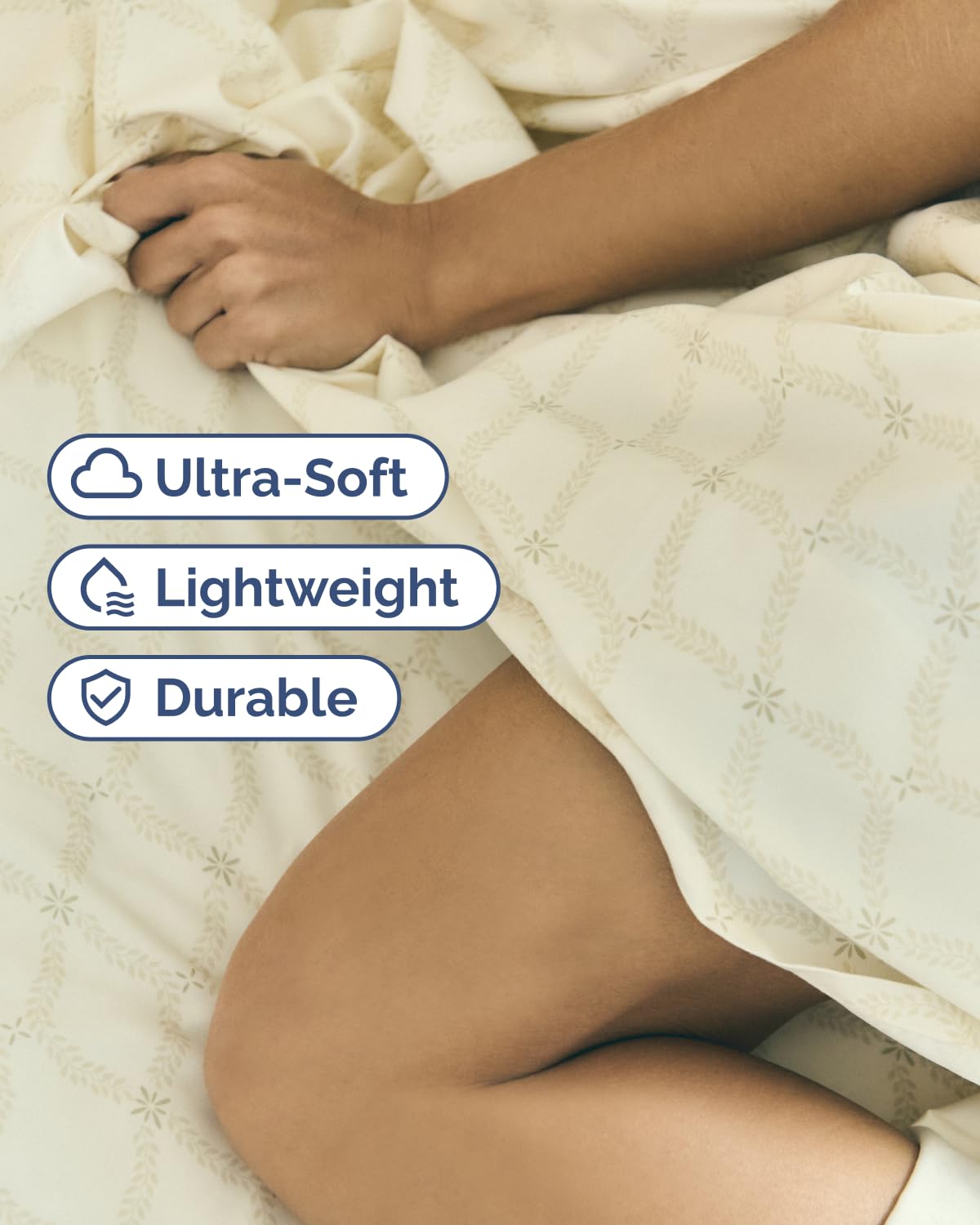 Floral Sheets - Neutral Floral Bed Sheet Set - 1 Flat & 1 Fitted & 2 Pillowcases w/ Deep Pockets - Comfy, Wrinkle & Fade Free Boho Botanical Bedding - Ultra-Soft, Breathable & Cooling - Queen Size