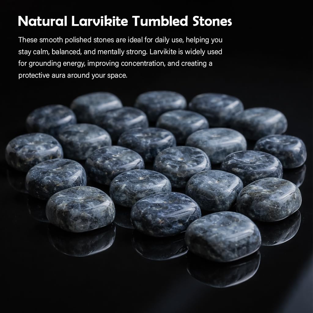 Crocon® 1LB Larvikite Tumbled Stones and Crystals bulk 2000+ Carats Natural Crystal Kit for Reiki Healing Crystal Polished, Tumble Stones, Chakra Balancing, Reiki Gift, Home Decor Size : 2025 mm"