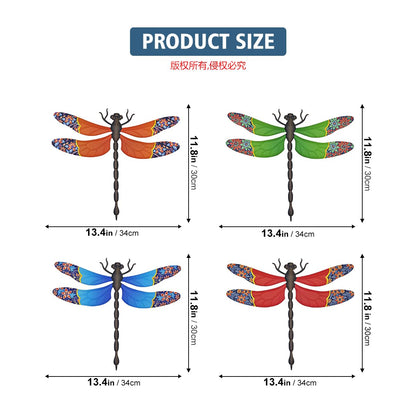 Metal Dragonfly Wall Decor, 4 Pack 13 inch Metal Dragonflies Wall Art Hanging Sculpture Decorations for Outdoor, Yard Patio Fence Garden Outside Decor