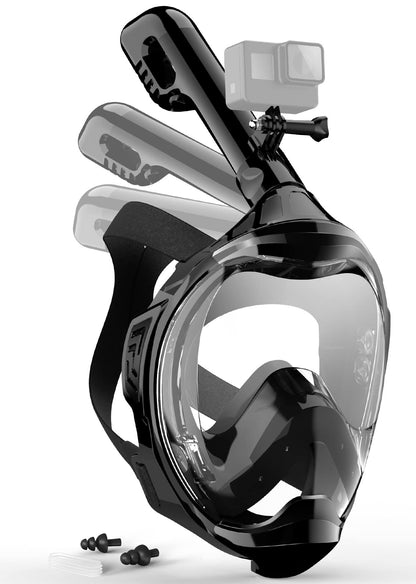 Zeeporte Dive Full Face Snorkel Mask, Snorkeling Gear for Adults Kids with Latest Dry Top Breathing System and Detachable Camera Mount, Foldable Mask with 180 Degree Panoramic View, Anti Leak&Fog