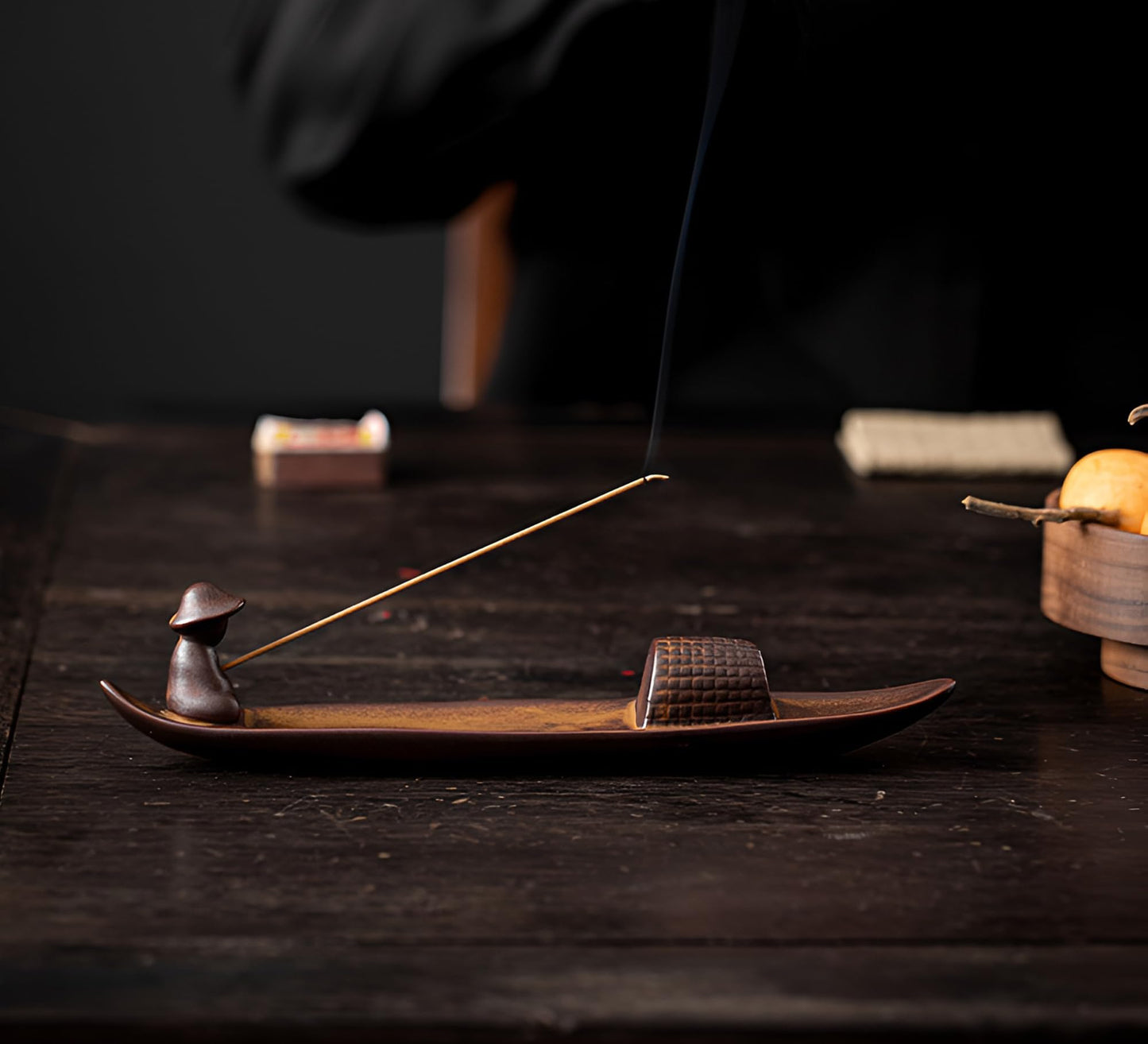 LamChyar Incense Stick Holder, Incense Holder for Insence Sticks, Tray for Incense Ash, Ceramic Crafts, Chinese Classical Boat Design, Home Décor, Best for Meditation, Yoga, Home, Office