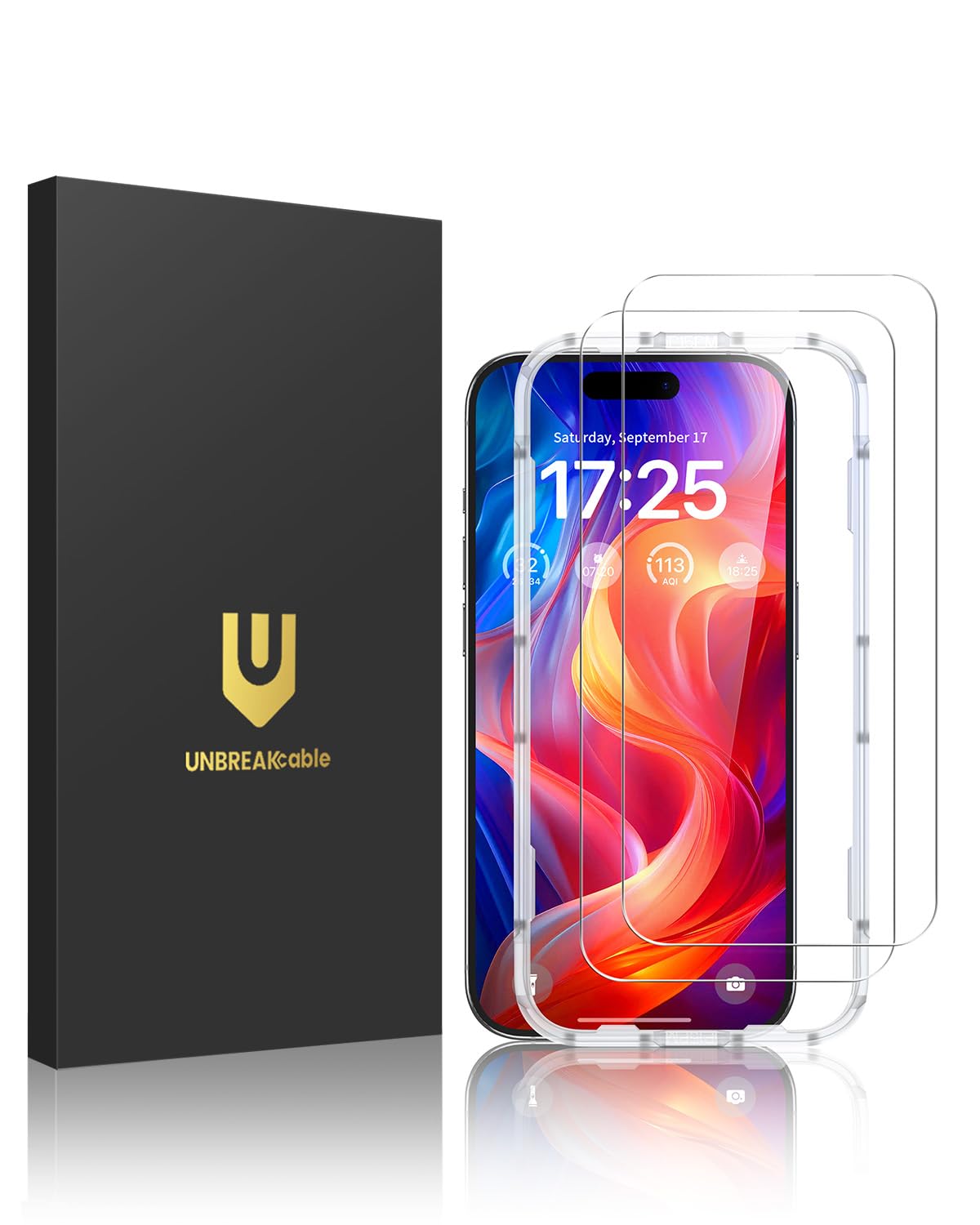 UNBREAKcable 2-Pack Screen Protector for iPhone 16e/13/13 Pro/14, Double Shatterproof Tempered Glass [Easy Installation] [9H Hardness] [99.99% HD] [Case Friendly] for Apple 13 Pro/13/14/16e 6.1 inch