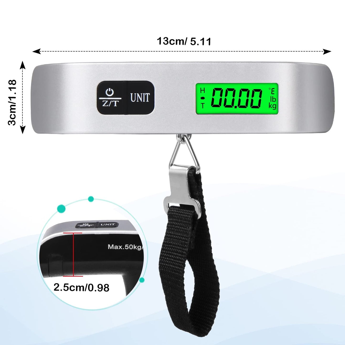 Blendura Digital Luggage Scale, Portable Luggage Weight Scale, Hanging Suitcase Weigher for Travel, Suitcase Scale with Temperature Measurement Function 110 lb/ 50KG Capacity
