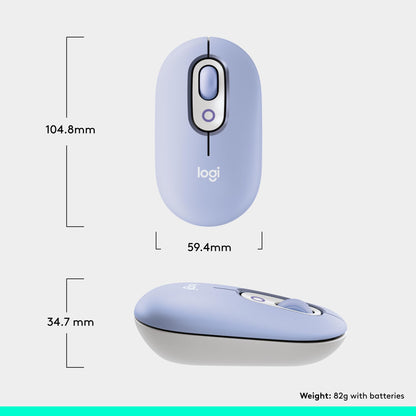 Logitech POP Mouse, Wireless Mouse with Customizable Emojis, SilentTouch Technology, Precision/Speed Scroll, Compact Design, Bluetooth, Multi-Device, OS Compatible - Heartbreaker Rose