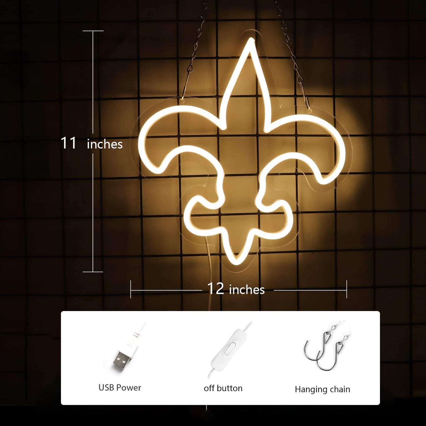 WonderfulLife Saints Neon Sign for Home Bar Pub Party Decor,Football Team Logo Led Neon Lights for Man Cave,Easy Hanging on the Office Wall or Game Room.5V USB Power supply.