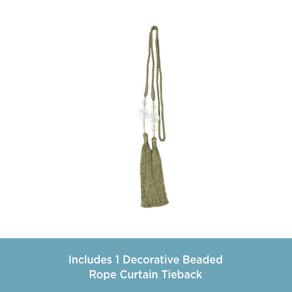 Kenney KN99811 Small Decorative 22" Beaded Rope Tassel Tieback for Curtains and Drapes, 1-Pack, Sage
