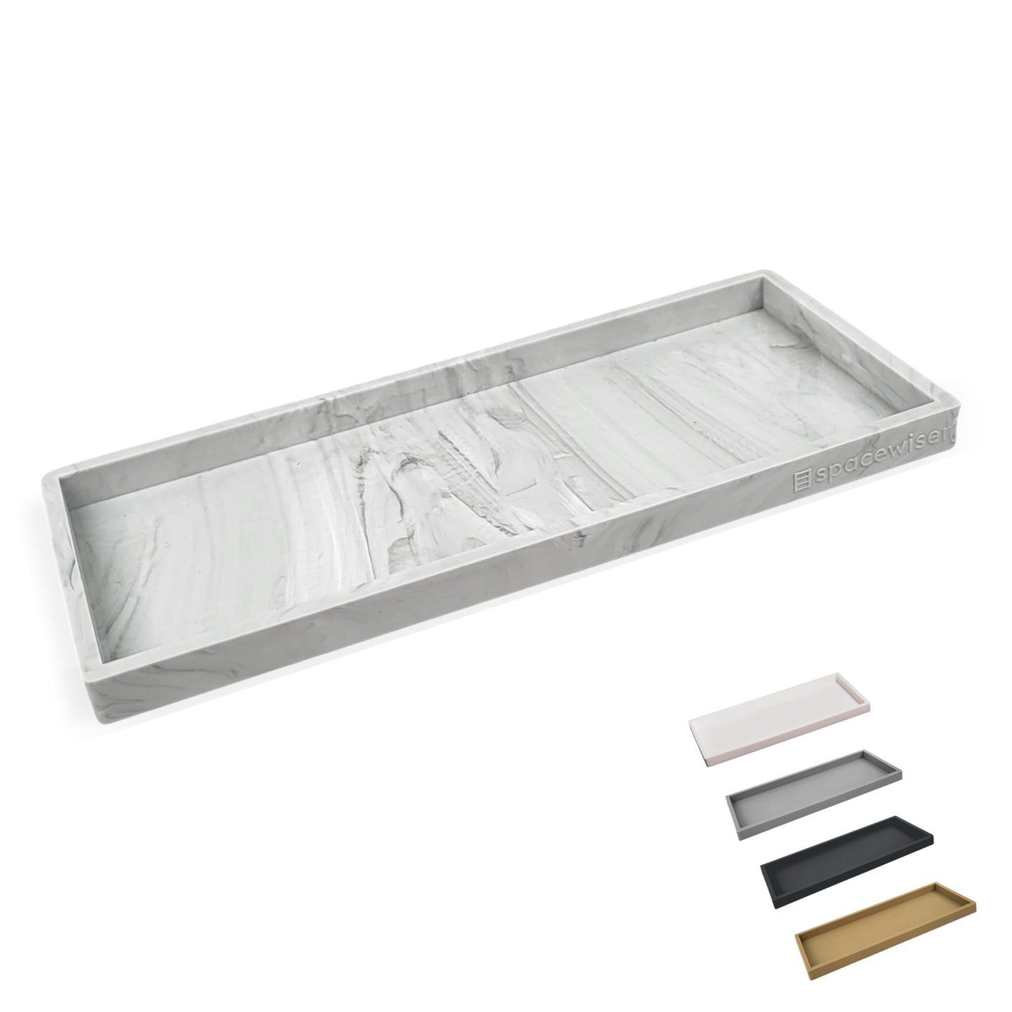 Spacewiser Countertop and Vanity Tray - 11.7" Silicone Bathroom Counter Tray, Dish Soap Trays for Kitchen Counter, Sink Organizer Accessories Caddy, Toilet Laundry Shower Makeup Mat Oil Holder Coffee