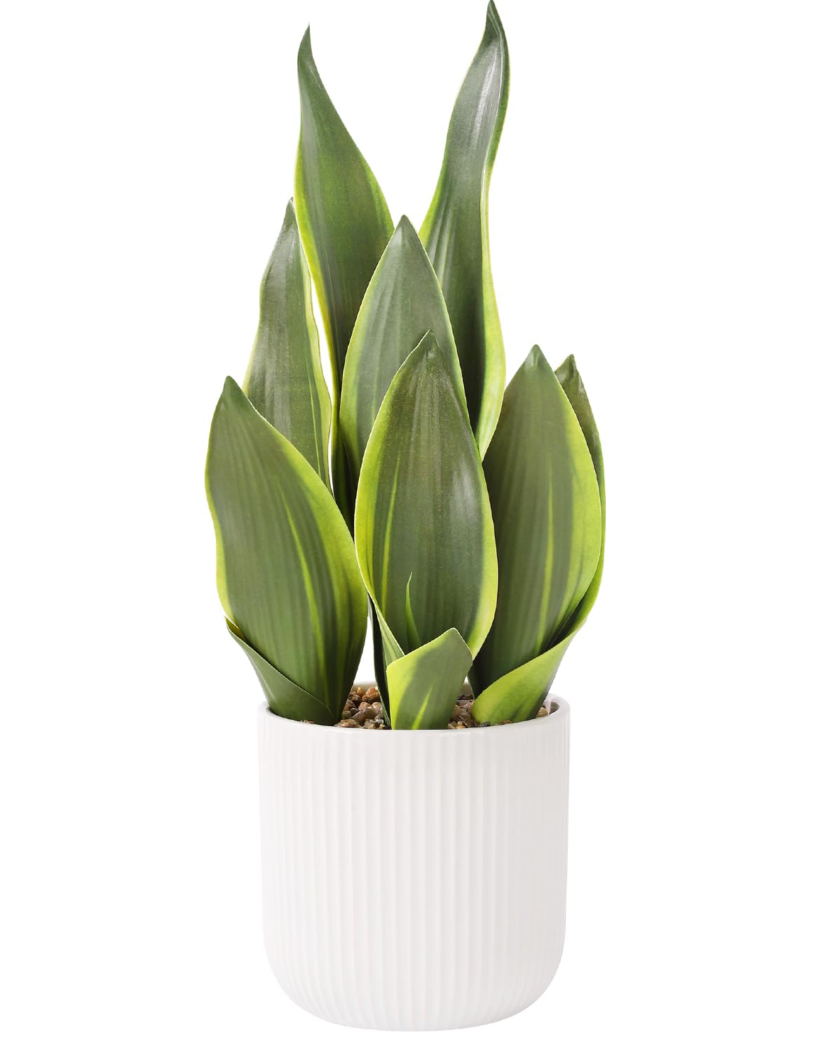 DUZYXI Artificial Realistic Snake Plant 16" with White Ceramic Pot Fake Snake Plants Sansevieria Greenery Faux Snake Plant for Home Office Living Room Housewarming Gifts Indoor Decor