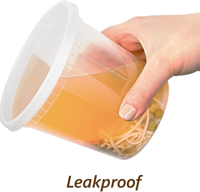DuraHome Deli Containers with Lids 24oz. Leakproof 30 Sets BPA-Free Plastic