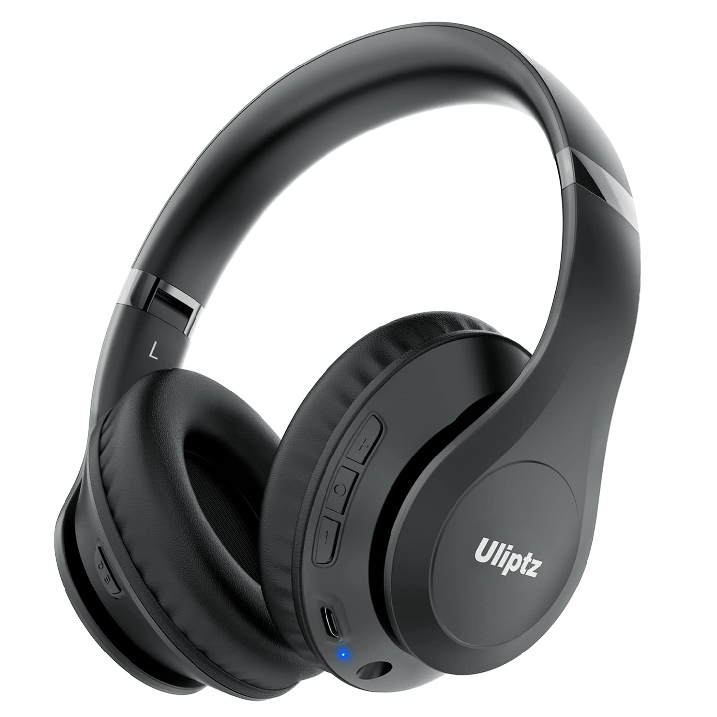 Uliptz Wireless Headphones Over Ear, 65 Hrs Playtime Bluetooth Headphones, 6 EQ Modes Foldable Lightweight Headphones Wireless, Foldable Bluetooth 5.3 for Travel/Office/PC (Black)