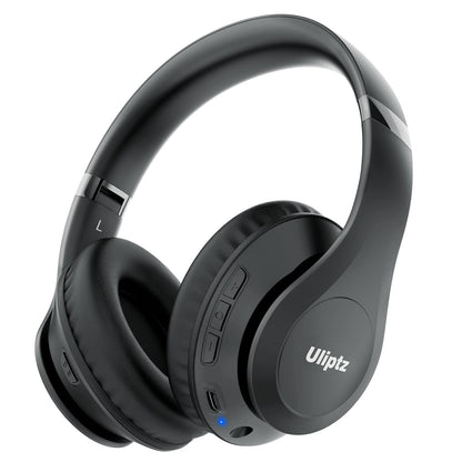 Uliptz Wireless Headphones Over Ear, 65 Hrs Playtime Bluetooth Headphones, 6 EQ Modes Foldable Lightweight Headphones Wireless, Foldable Bluetooth 5.3 for Travel/Office/PC (Black)