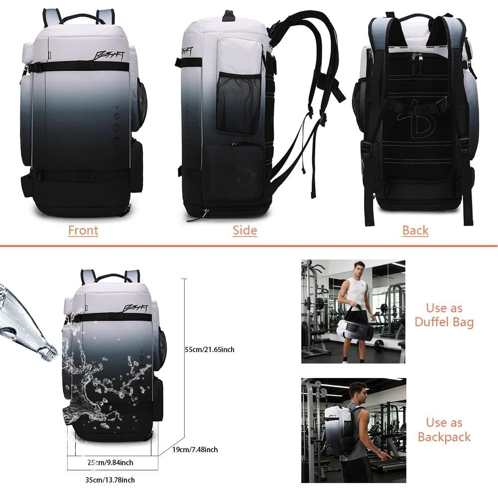 BE SMART 2 in 1 Convertible Gym Duffel Bags with Shoes Compartment - 40L Waterproof Extra Large Workout Backpack for Gym Men, Heavy Duty Sports Duffle Backpacks for Travel, Hiking, Camping, Carry On