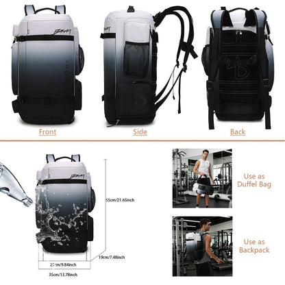 BE SMART 2 in 1 Convertible Gym Duffel Bags with Shoes Compartment - 40L Waterproof Extra Large Workout Backpack for Gym Men, Heavy Duty Sports Duffle Backpacks for Travel, Hiking, Camping, Carry On