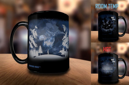 Morphing Mugs Harry Potter - Expecto Patronum Spell – 16 oz Large Ceramic Heat Sensitive Clue Mug – Full image revealed when HOT liquid is added