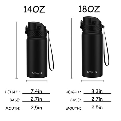GOPPUS Kids Water Bottle (Straw Lid) - 14 Oz Stainless Steel Travel Bottle, Double Wall Vacuum Leak Proof Kids Cup for School Boys Girls,Space dinosaur