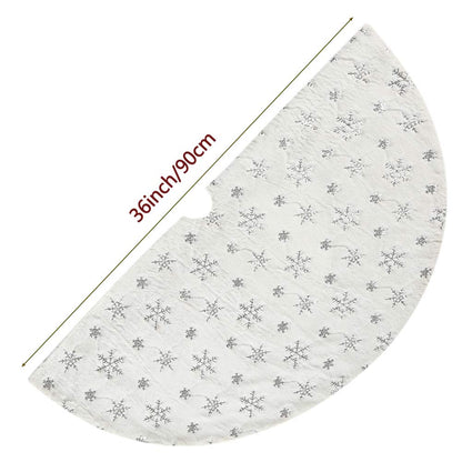 Christmas Sequin Tree Skirt 36in,White Soft Thick with Silver Snowflakes Decorations for 5FT 6FT 7FT Xmas Tree