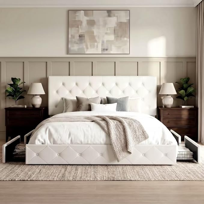 Allewie King Size Platform Bed Frame