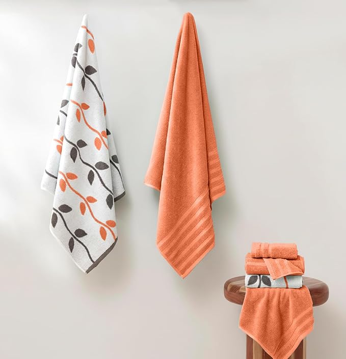 Modern Threads Organic Vines 6-Piece 100% Cotton Towel Set – Yarn Dyed Jacquard