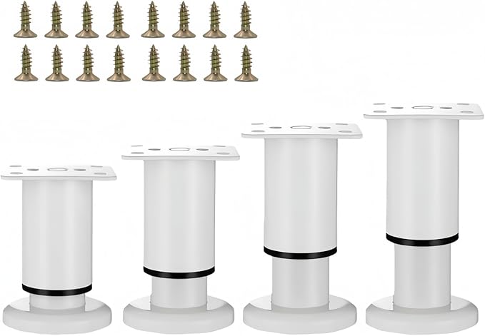 4PCS Adjustable 3.1-4.7 Inch Metal Furniture Legs White Furniture Replacement