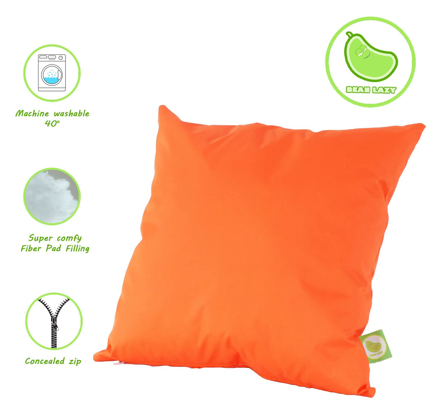 Waterproof Outdoor Garden Furniture Seat Cushion Filled with Pad By Bean Lazy - Orange