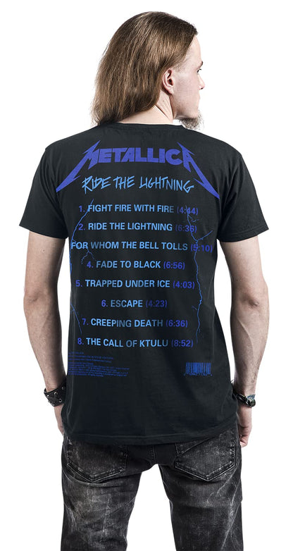 Metallica Men's Ride The Lightning Tracks BL_TS: M T-Shirt, Black (Black Black), Medium (Size:Medium)
