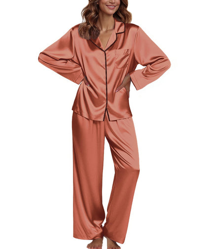 Ekouaer Pajamas For Women Set Silk Pjs 2 Piece Satin Sleepwear Long Sleeve Button Down Lounge Sets With Pant