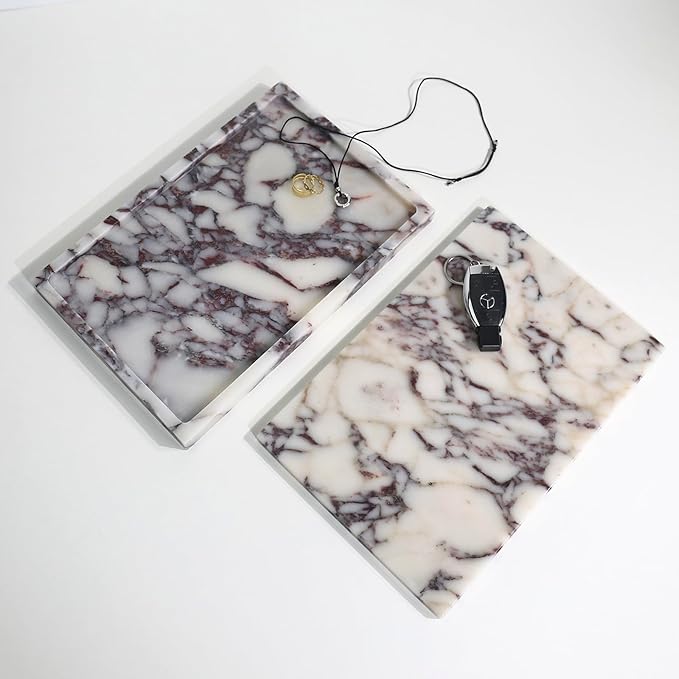 Real Luxurious Natural Marble Vanity Tray Genuine Marble Storage Tray