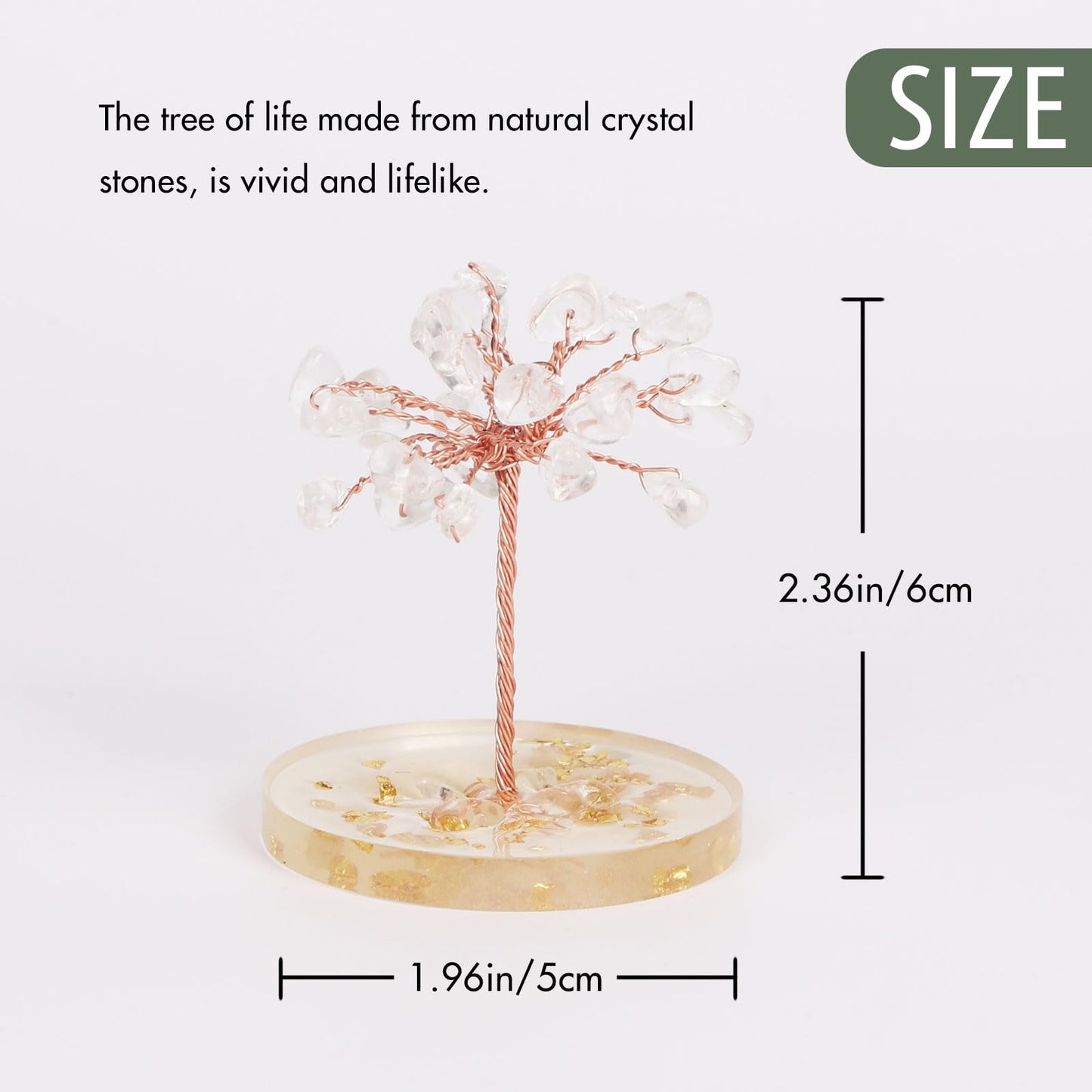 Pretty Jolly Small Mini 7 Chakra Healing Stones Crystals Tree of Life Positive Energy Gemstone Money Tree Meditation Reiki Gifts with Acrylic Glue Base for Home,Office,Desk Feng Shui Decor(White)