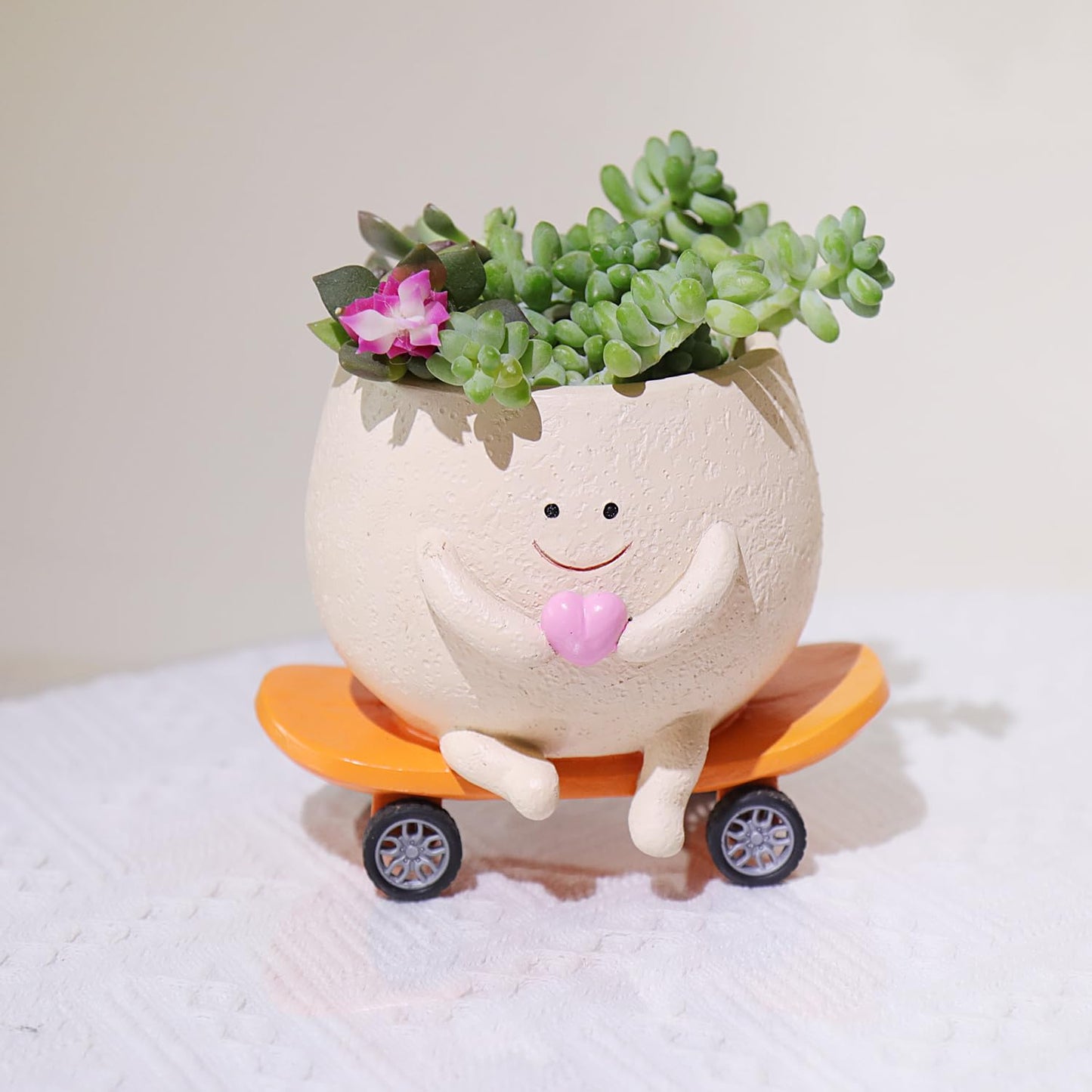 Camotank Face Head Planters Cute Plant Pots for Indoor Plants, Funny Skateboarding Planter Smiley Face Flower Pots for Succulents Outdoor Plants Gift Ideal for Mother and Christmas