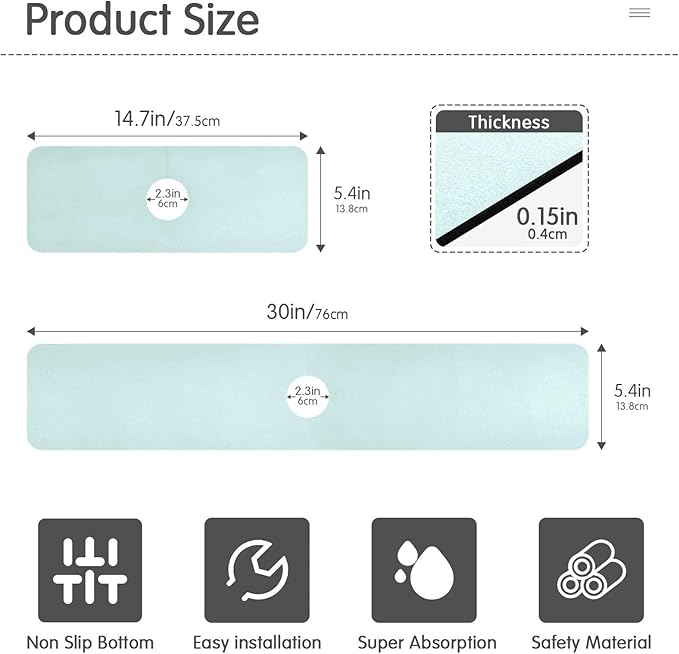 Kitchen Sink Splash Guard 1 PC 30 Inch Sink Faucet Mat Splash Guard