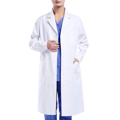 Waflyer White Unisex Cotton Polyester Scientist Lab Coat - Doctor Workwear Uniform for Food Coat Laboratory - Men's S