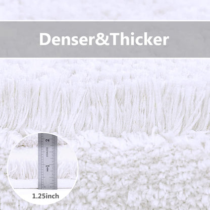VANZAVANZU Non Slip Bath Mat Extra Large Bathroom Runner Rug Thickened Bath Rug for Bathroom Absorbent Ultra Soft Bedside Rug Fluffy Microfiber Carpet Runner Floor Mat - 50 x 122cm (White)