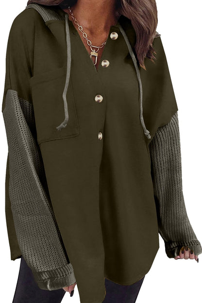 SHEWIN Oversized Sweatshirt for Women Loose Fit Casual Long Sleeve Button Hooded Sweatshirts Hoodies with Pocket