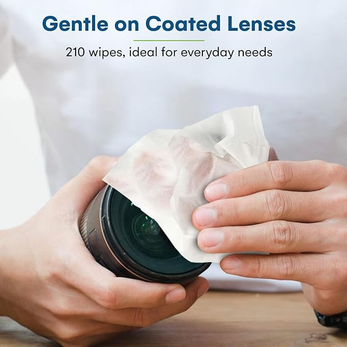 Care Touch Lens Wipes for Eyeglasses- 210 Count Individually Wrapped Pre-