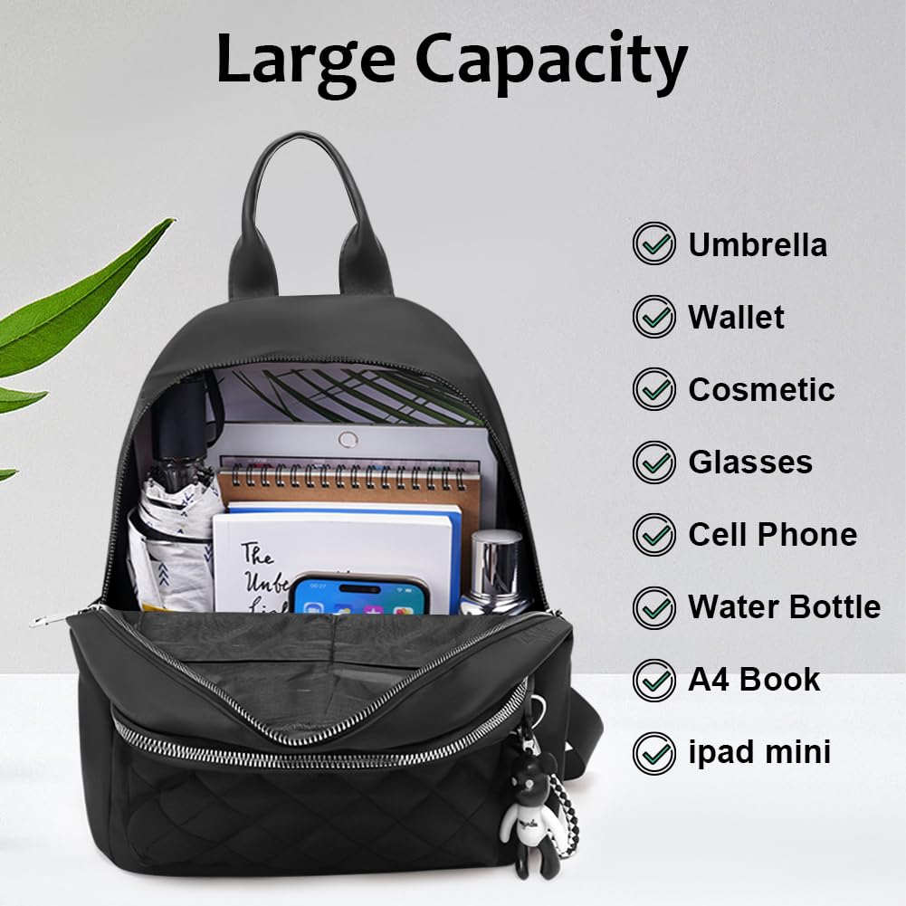 Aucuu Backpack Womens, Fashion Ladies Backpack, Lightweight Nylon Casual Rucksack, Small Daypack School Bag, Anti-Theft Travel Backpack for Women & Girls