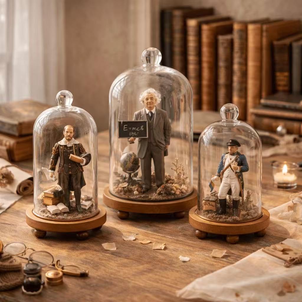 KMwares 3pcs Glass Bell Shape Dome Set (5.7"/4.9"/4.3") | Cloche Display with Wood Base | Empty Domes, Not Included Decorations
