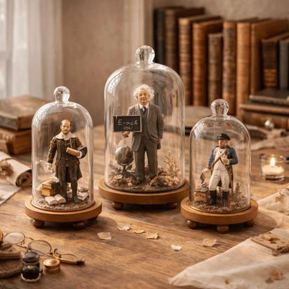 KMwares 3pcs Glass Bell Shape Dome Set (5.7"/4.9"/4.3") | Cloche Display with Wood Base | Empty Domes, Not Included Decorations