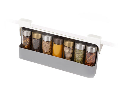 Joseph Joseph Spice Rack Organizer - Under-Shelf Kitchen Cabinet Storage Solution for Spices, Grey