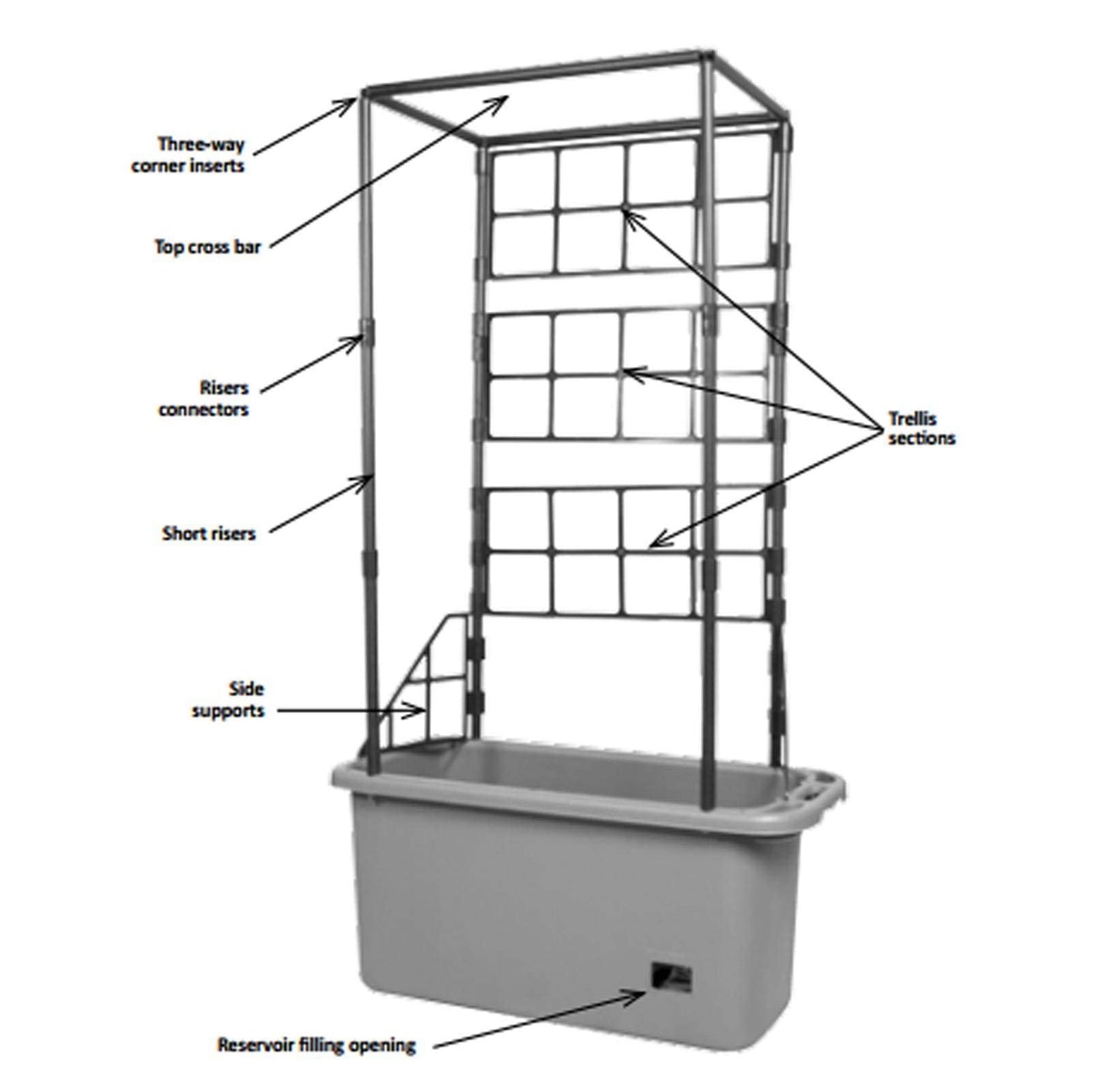 Hydrofarm GCTR 10 Gal Tomato Garden Planting Grow System with 4 Foot Trellis Tower on Wheels for Indoor/Outdoor Climbing Vines, Flowers, and Gardens