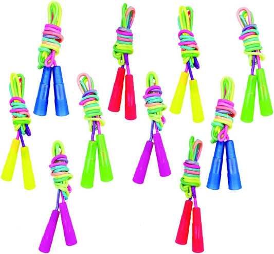 10 pcs Rainbow Jump Rope Set Durable Nylon Skipping Ropes,Safty Vibrant Jumping Ropes for Girls or Boys Physical Education Skipping Rope(7.2 Feet)