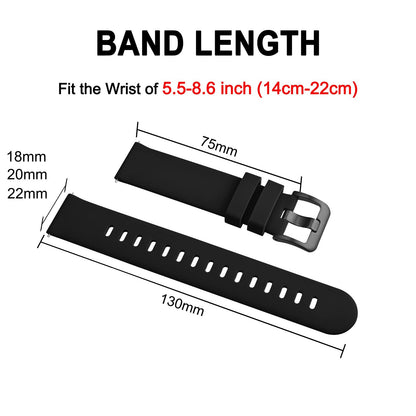 BISONSTRAP Silicone Watch Bands, Slim Watch Straps with Quick Release, 20mm, Black with Black Buckle