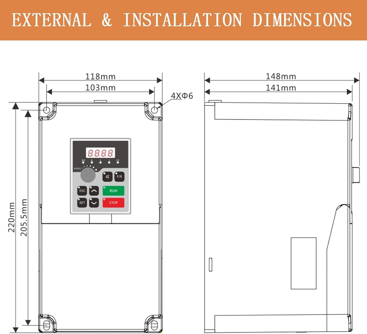 QNK 5.5KW 7.5HP 380V AC 12.5A VFD Converter Single to 3 Phase Inverter Variable Frequency Drive for CNC Spindle Motor Speed Controller